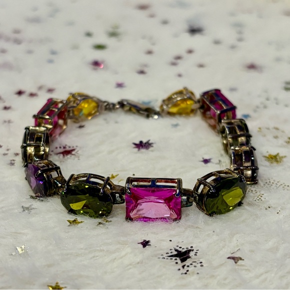 Jewelry - Elegant Multicolor Gemstone Sterling Silver Bracelet
